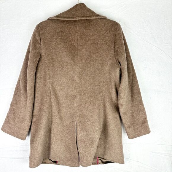 Calvin Klein Single Breasted Wool Silk Blend Peacoat Size 10 Oatmeal - Picture 3 of 7